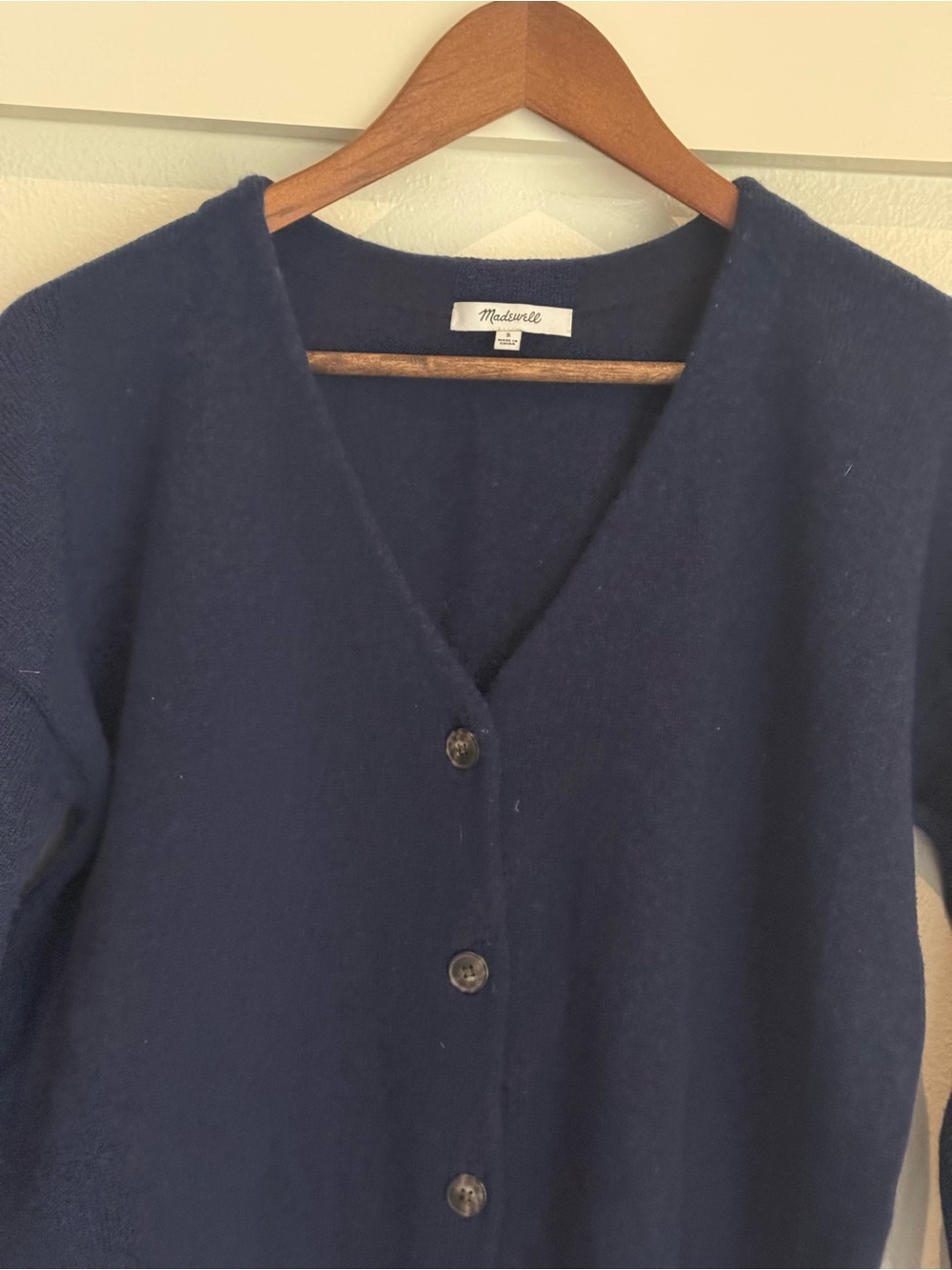 Madewell Navy Blue Merino Wool Blend V-Neck Cardigan Sweater Small - Picture 4 of 12